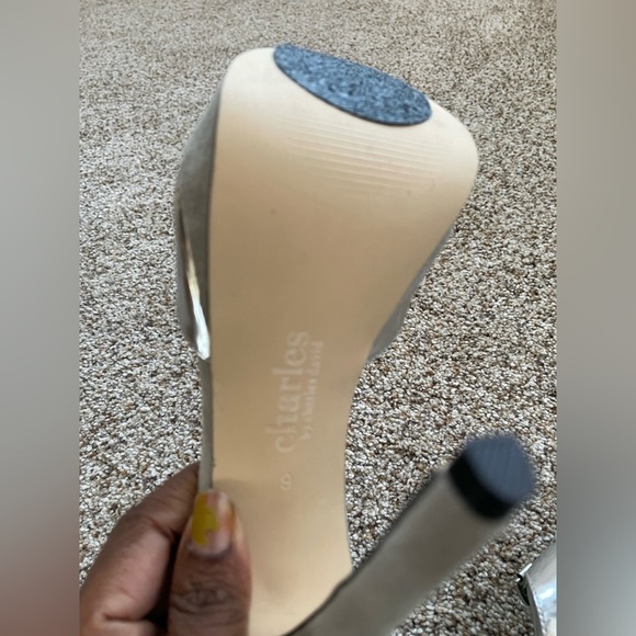 Charles By Charles David Platform Heeled Shoes Silver Gray Party Wedding Heels - Picture 6 of 10